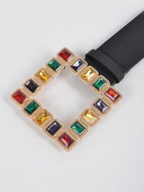 Rhinestone Gemstone Square Belt